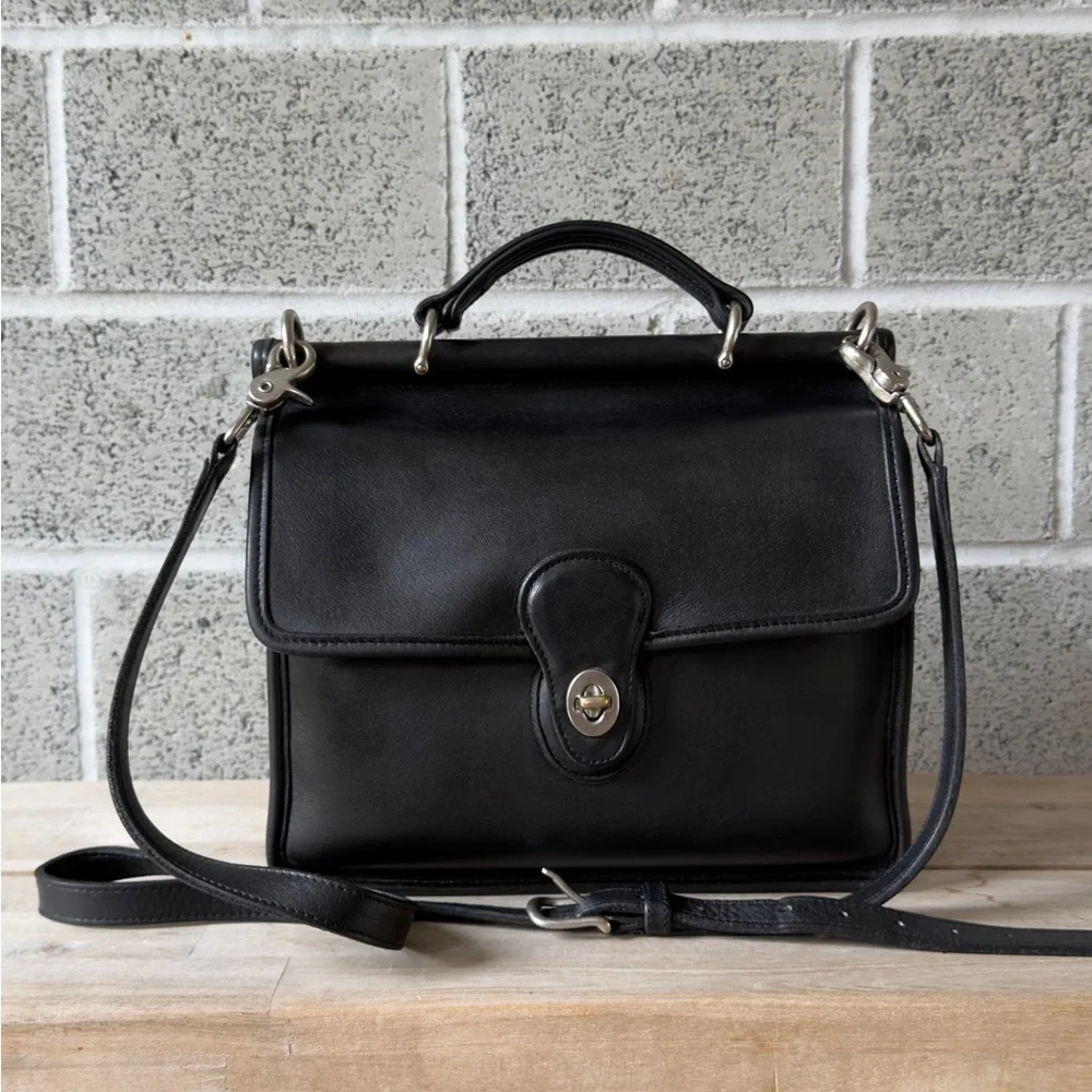 Coach Willis Black Leather Top-Handle Satchel with Detachable Strap - Picture 16 of 16